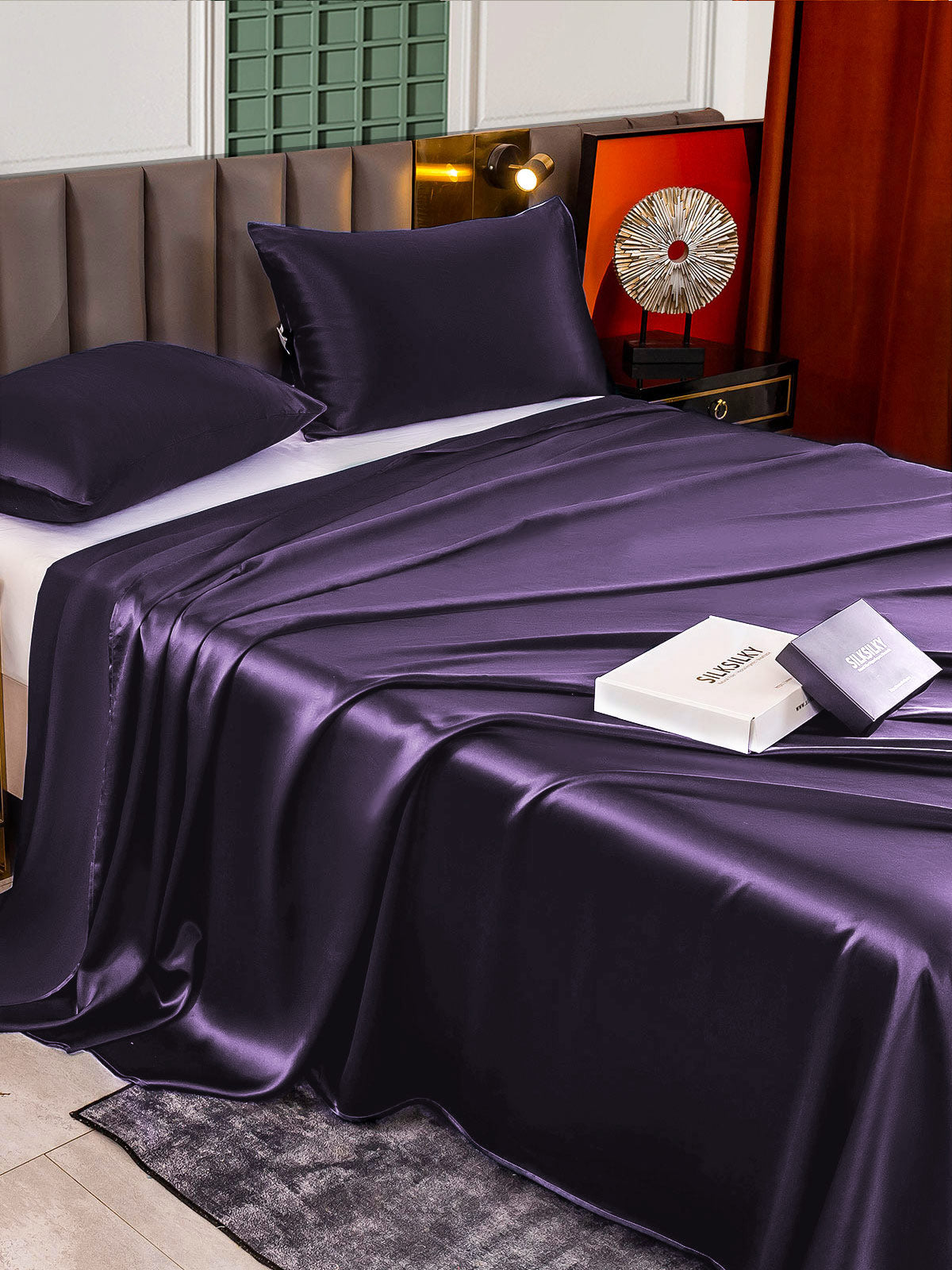 [Viola Scuro] SilkSilky-IT 22Momme Seta pura Bedding Set 004,