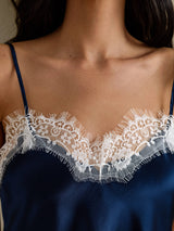 [Blu Scuro] SilkSilky-IT Spaghetti Strap V Neck Cami 004