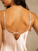 [Rosa] SilkSilky-IT Sleeveless V Neck Camicia da notte 005