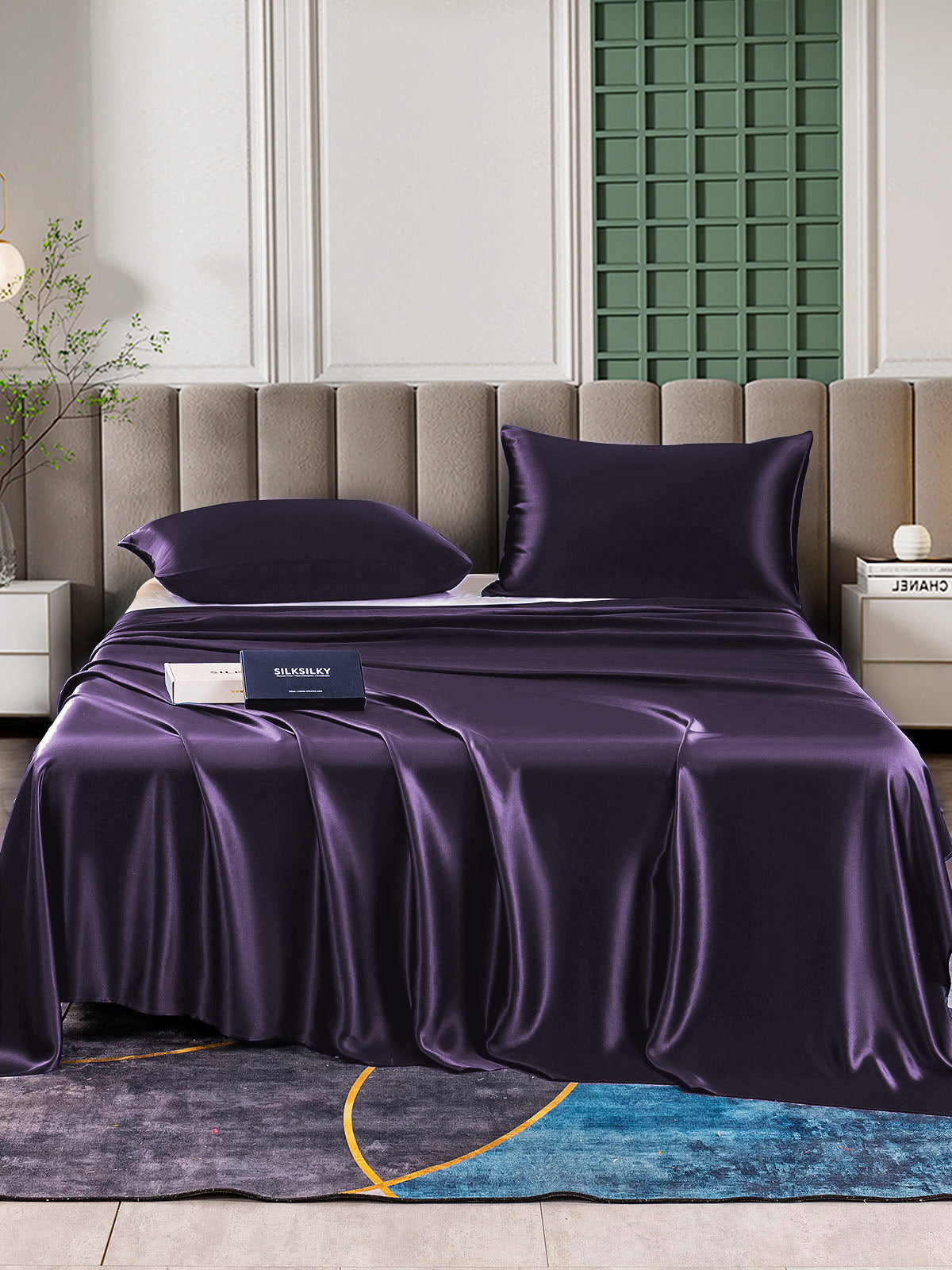 [Viola Scuro] SilkSilky-IT 22Momme Seta pura Bedding Set 001,