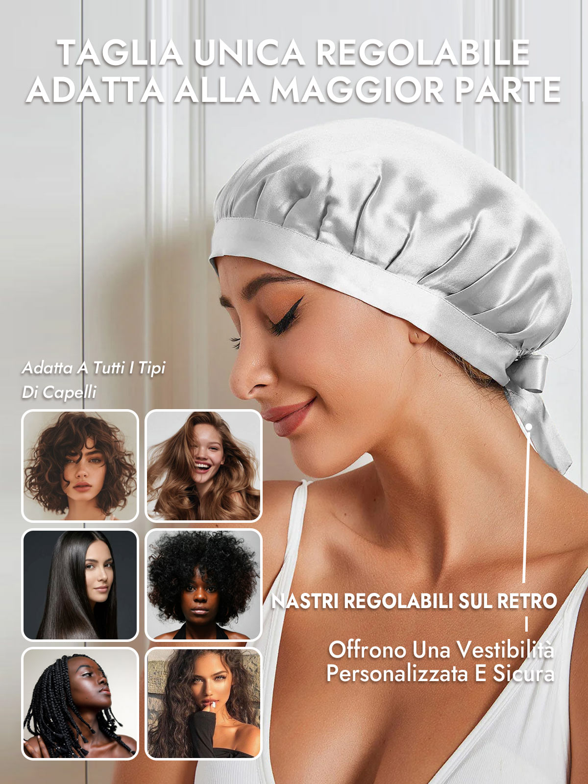 [Argento] SilkSilky-IT Cuffia di seta 006