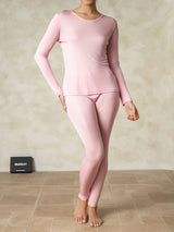 [Rosa] SilkSilky-IT Manica lunga Scollo rotondo Intimo Lungo Donna 003