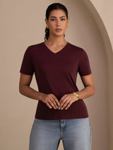 [Vino] SilkSilky-IT Short Sleeve V Neck Magliette donna 004