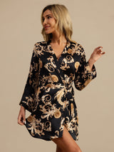 [Drago Nero] SilkSilky-IT 3/4 Sleeve Vestaglia da donna 003