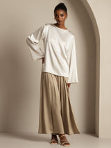 [Bianco] SilkSilky-IT Long Sleeve Boat Neck Camicette 006