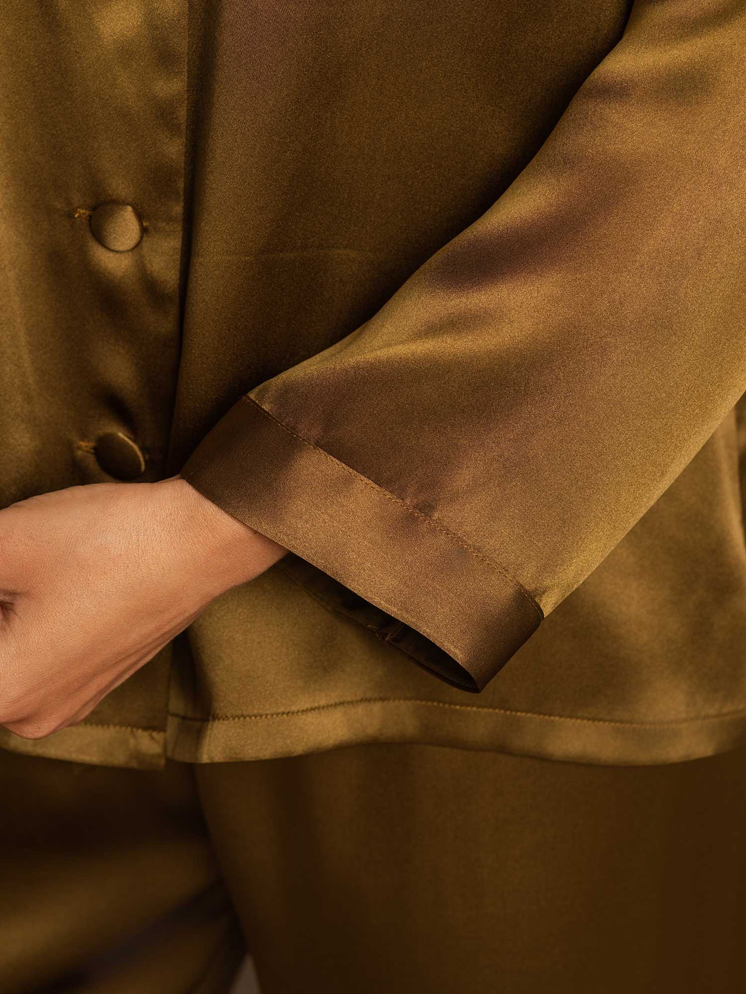 [Marrone] SilkSilky-IT Seta pura Womens Pajamas 008,