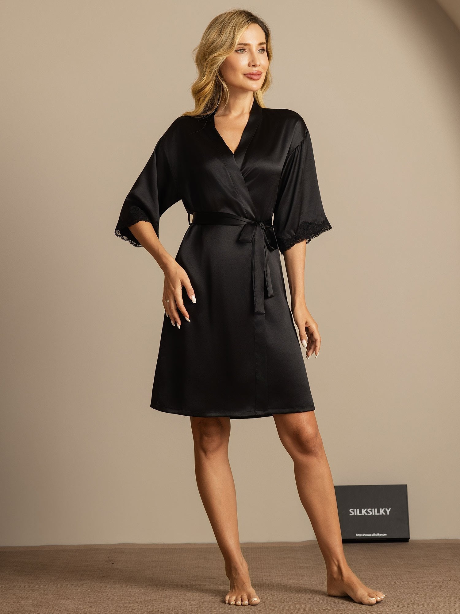 [Nero] SilkSilky-IT Seta pura Womens Robe 006