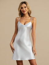 [Azzurro] SilkSilky-IT Sleeveless V Neck Camicia da notte 001