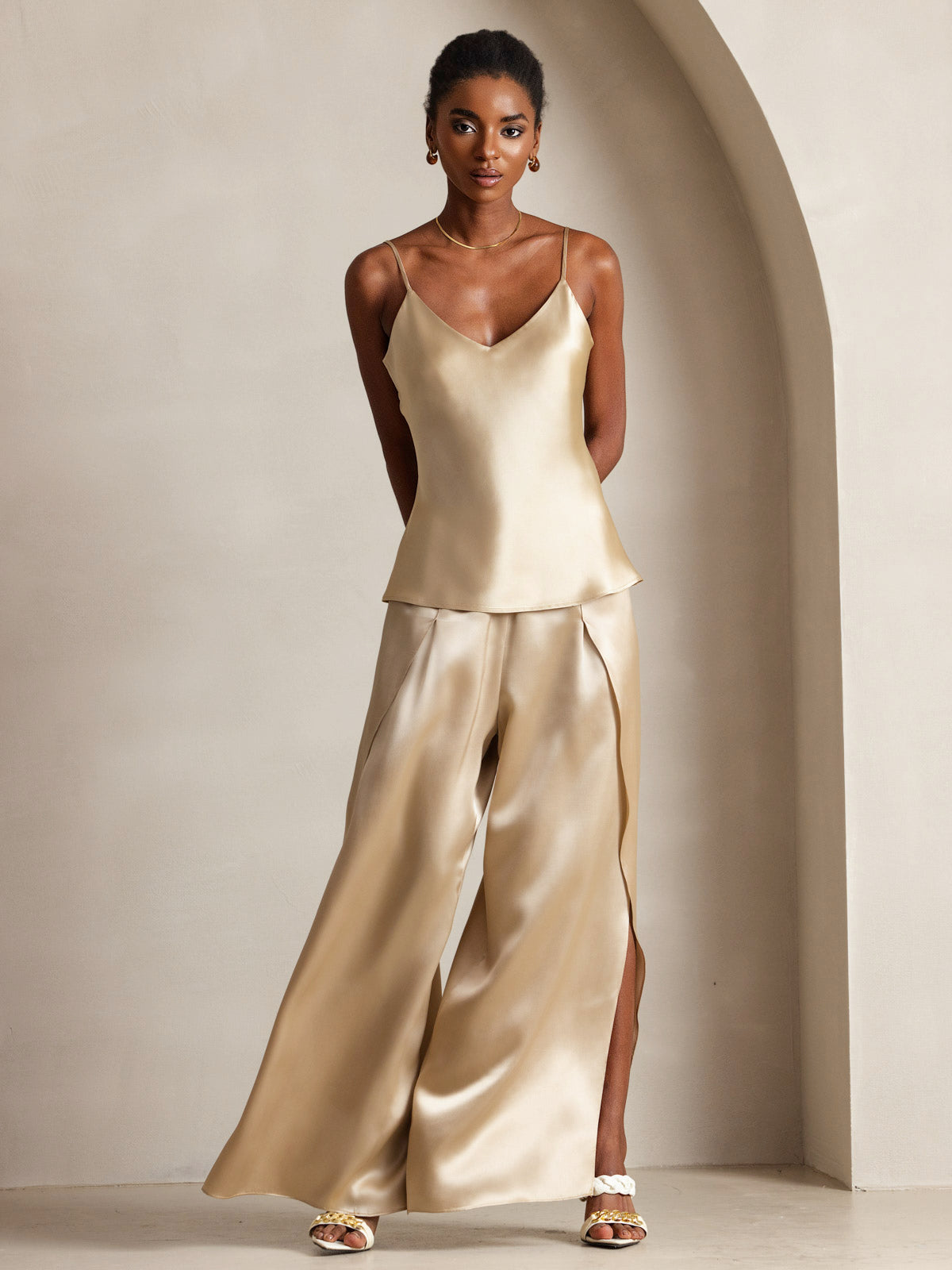 [Champagne] SilkSilky-IT Seta pura Camisoles 001