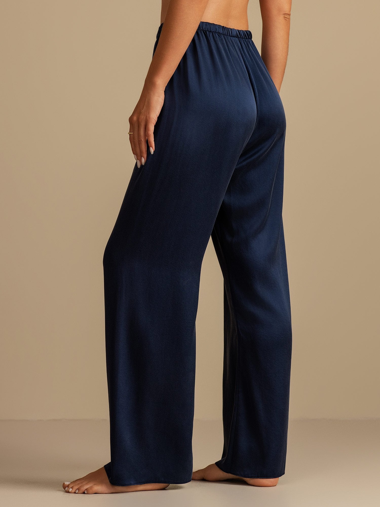 [Blu Scuro] SilkSilky-IT 19Momme Seta Womens Sleep Bottoms 002,