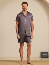 [Grigio Porpora] SilkSilky-IT Short Sleeve Lapel Collar Pigiami da uomo 003