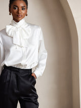 [Bianco] SilkSilky-IT Long Sleeve High Neck Camicette 006