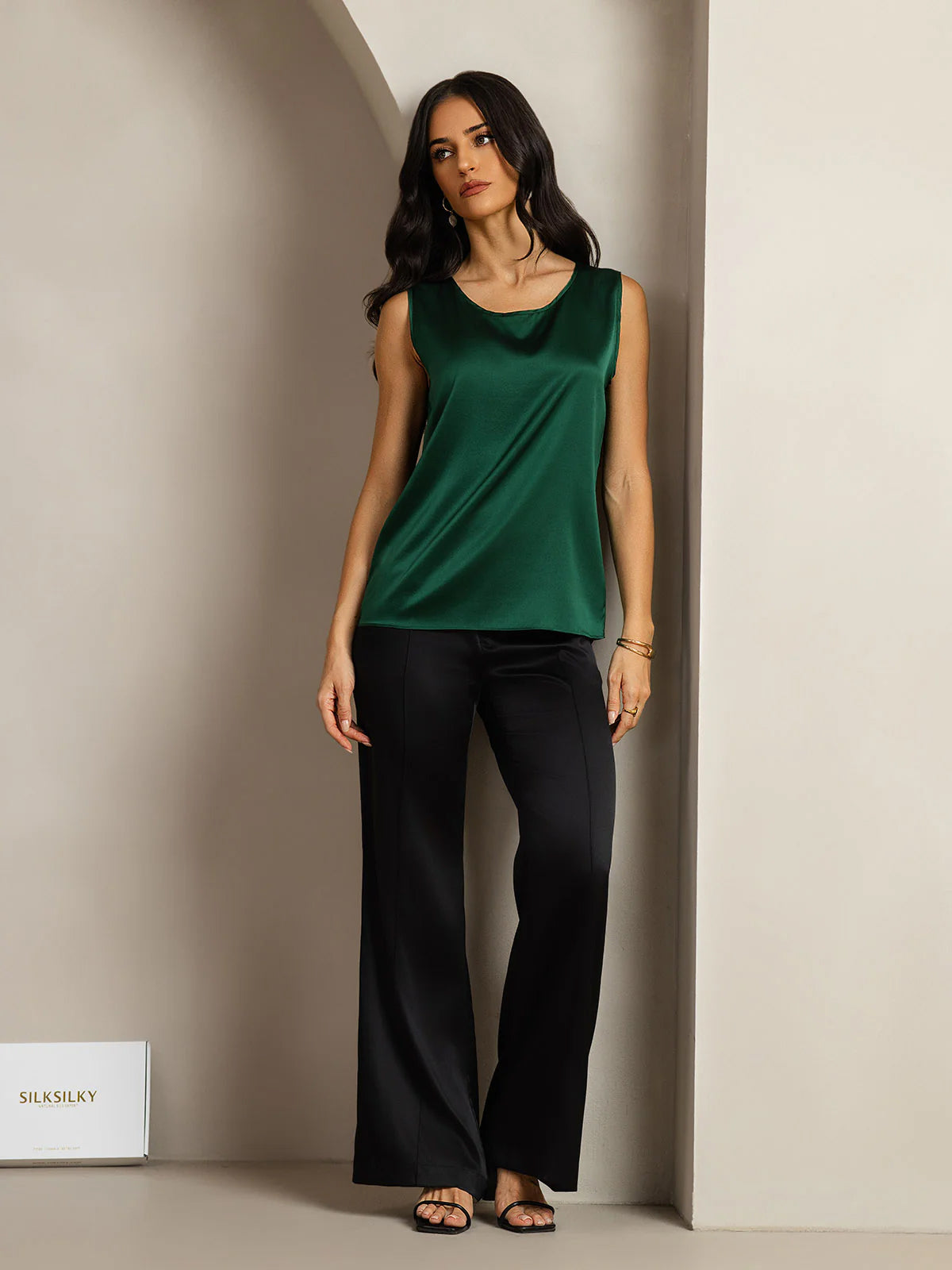 [Verde Scuro] SilkSilky-IT 19Momme Seta Camisoles 009