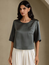 [Grigio Scuro] SilkSilky-IT Half Sleeve Magliette donna 003