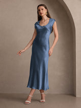 [Verde Petrolio Intenso] SilkSilky-IT Cap Sleeve Vestiti da donna 007