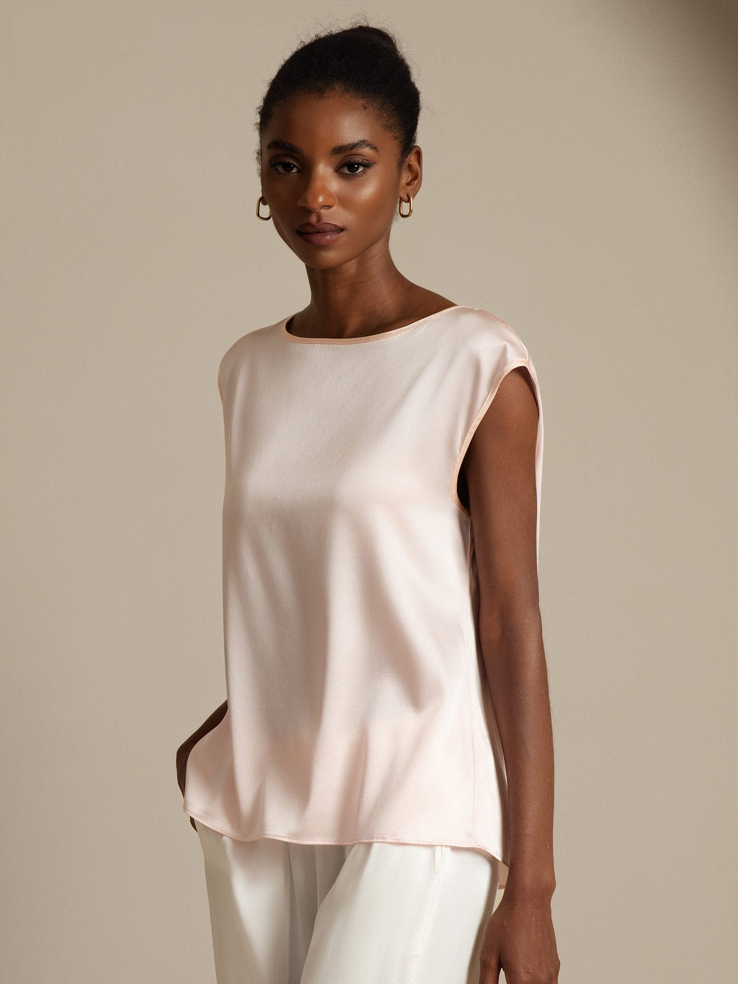 [Rosa] SilkSilky-IT 19Momme Seta Womens T-Shirt 003,