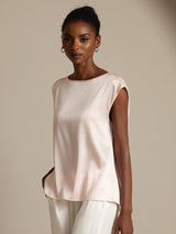 [Rosa] SilkSilky-IT Cap Sleeve Round Neck Magliette donna 003