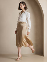 [Bianco] SilkSilky-IT Long Sleeve Lapel Collar Camicie da donna 006