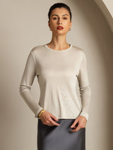 [Grigio] SilkSilky-IT Long Sleeve Crew Neck Magliette donna 006