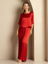 [Vino] SilkSilky-IT Half Sleeve Round Neck Pigiami da donna 006