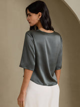 [Grigio Scuro] SilkSilky-IT Half Sleeve Magliette donna 002