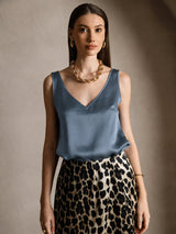 [Verde Petrolio Intenso] SilkSilky-IT Sleeveless V Neck Cami 003