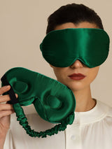 [Verde Scuro] SilkSilky-IT Mascherina da Notte 003