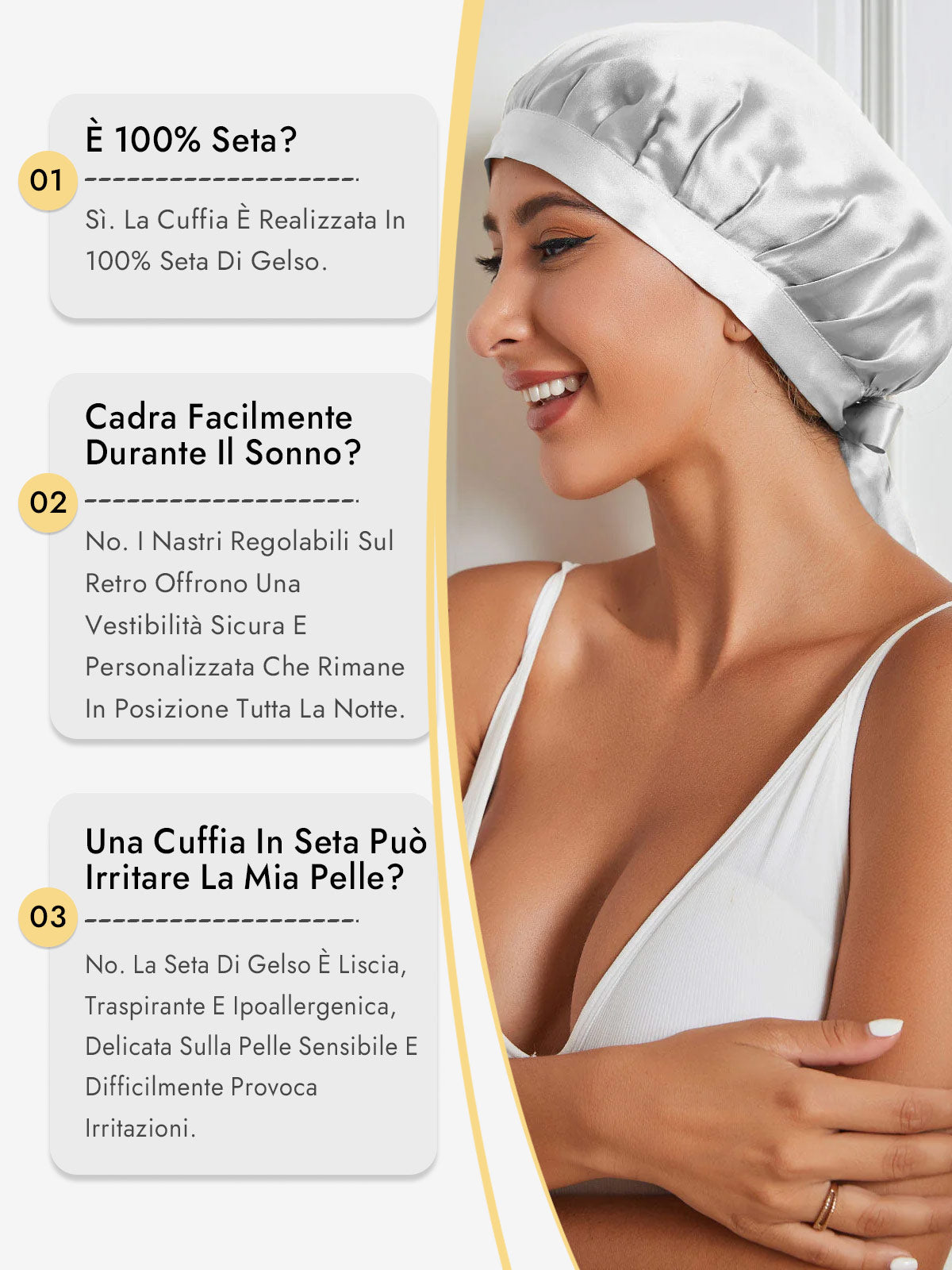 [Argento] SilkSilky-IT Cuffia di seta 005