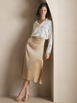 [Bianco] SilkSilky-IT Long Sleeve Lapel Collar Camicie da donna 005