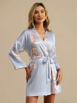 [Azzurro] SilkSilky-IT 3/4 Sleeve Vestaglia da donna 001