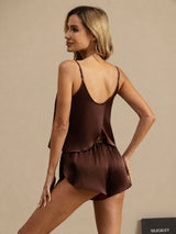 [Marrone] SilkSilky-IT Spaghetti Strap Set di Bretelle 002