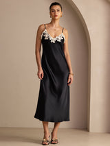 [Nero] SilkSilky-IT Sleeveless V Neck Vestiti da donna 001