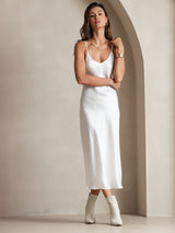 [Bianco] SilkSilky-IT Sleeveless V Neck Vestiti da donna 006
