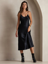[Nero] SilkSilky-IT Sleeveless V Neck Vestiti da donna 004