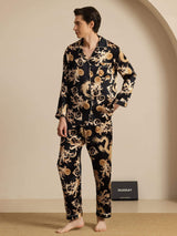 [Drago Nero] SilkSilky-IT Long Sleeve Lapel Collar Pigiami da uomo 006