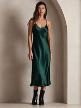 [Verde Scuro] SilkSilky-IT Sleeveless V Neck Camicia da notte 007