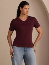 [Vino] SilkSilky-IT Short Sleeve V Neck Magliette donna 001