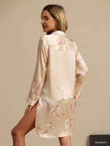 [Champagne] SilkSilky-IT 19Momme Manica lunga Collo a Taglio Camicia da notte 002