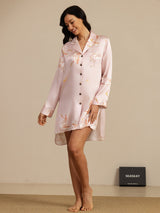 [Rosa] SilkSilky-IT Long Sleeve Lapel Collar Camicia da notte 007