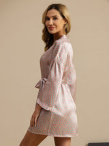[Rosa Cuore Geo] SilkSilky-IT Manica lunga Vestaglia da donna 004