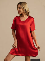 [Vino] SilkSilky-IT Half Sleeve V Neck Camicia da notte 003