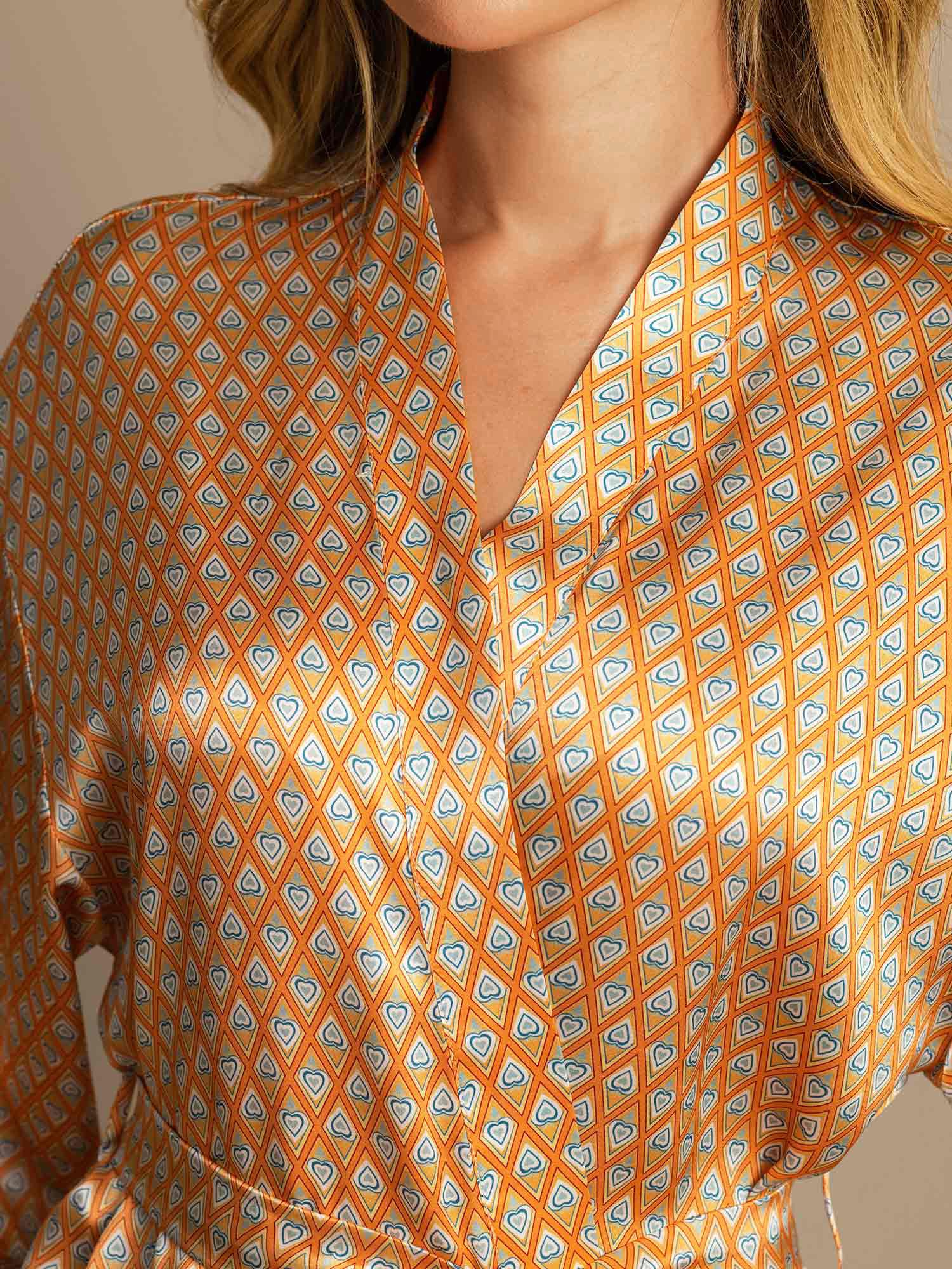 [Floral] SilkSilky-IT Seta pura Womens Robe 008,