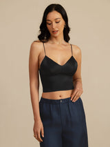 [Nero] SilkSilky-IT Spaghetti Strap V Neck Cami 003