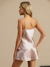 [Rosa Cuore Geo] SilkSilky-IT Sleeveless V Neck Set di Bretelle 002