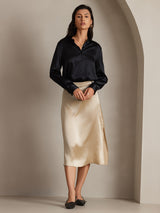 [Nero] SilkSilky-IT Long Sleeve Lapel Collar Camicie da donna 004