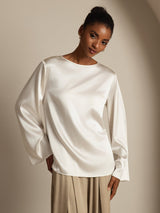 [Bianco] SilkSilky-IT Long Sleeve Boat Neck Camicette 001