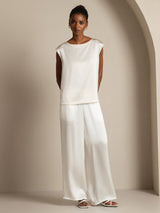 [Bianco] SilkSilky-IT Cap Sleeve Round Neck Magliette donna 009