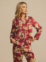[Drago Vino] SilkSilky-IT Long Sleeve Lapel Collar Pigiami da donna 003