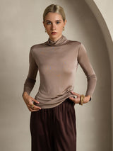 [Cachi] SilkSilky-IT Manica lunga Dolcevita Magliette donna 004