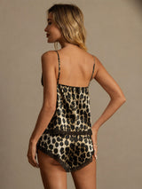 [Leopardo] SilkSilky-IT Sleeveless V Neck Set di Bretelle 002